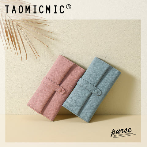 Three Fold Long Button Wallet
