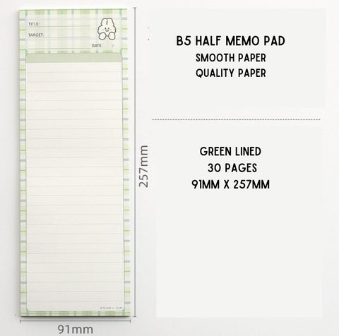 B5 Half Memo Pad