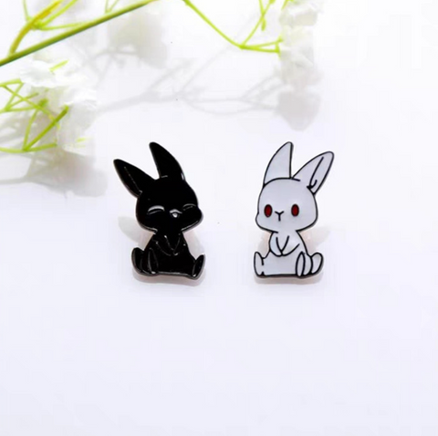 Black and White Rabbit Pin