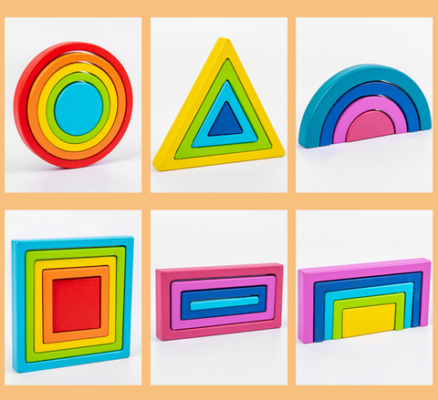 Colorful Wood Blocks in Square - Large