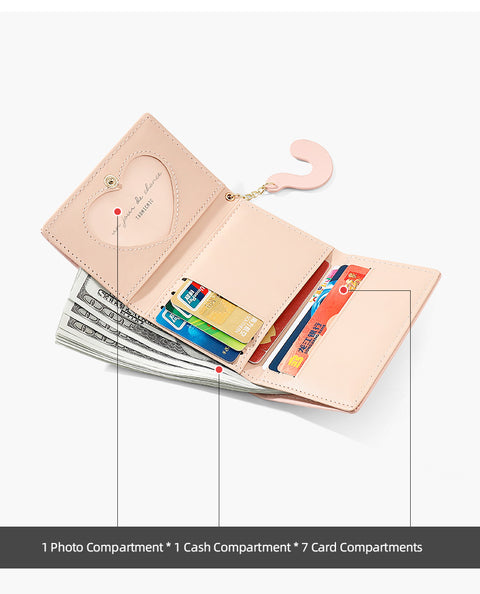 Cat Tail Three Fold Button Wallet