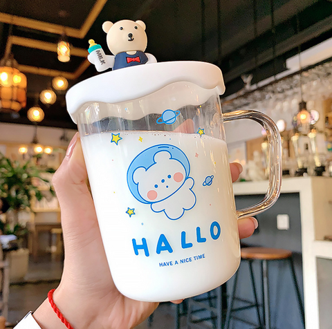 Cute Bear Glass Cup 500ml