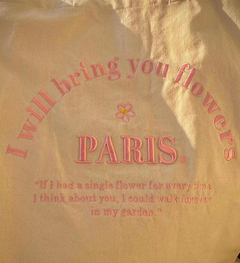 Flower Paris Embroidered Canvas Tote