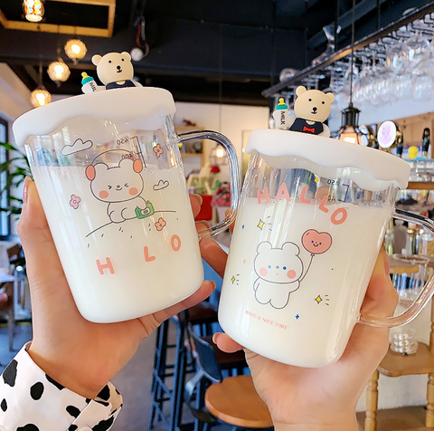Cute Bear Glass Cup 500ml