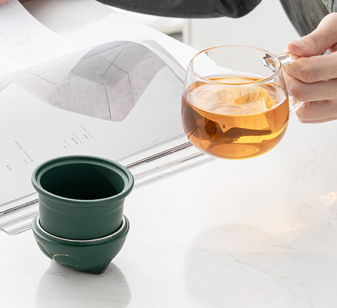 Lucky Cat Glass Tea Mug