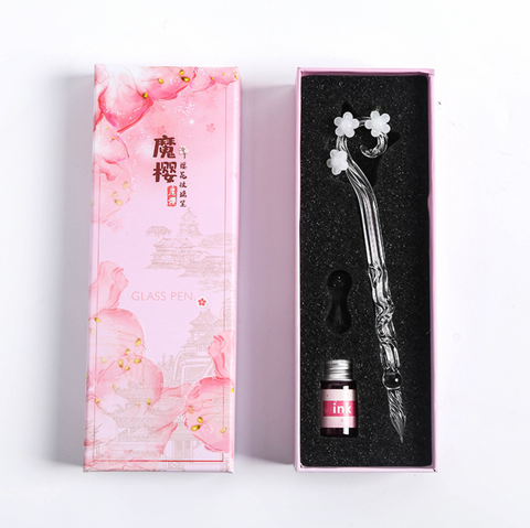 Magic Cherry Flower Glass Dip Pen Set