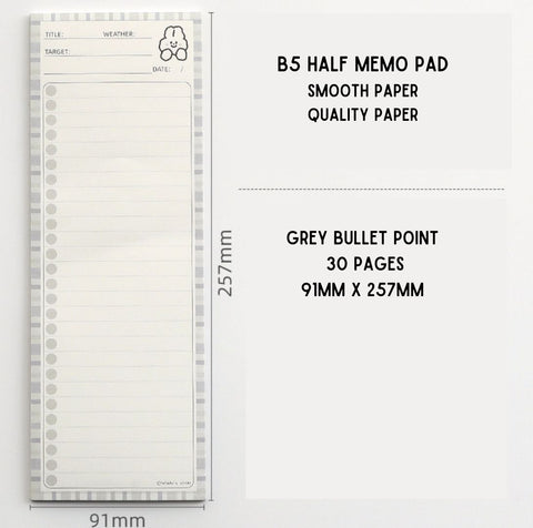 B5 Half Memo Pad