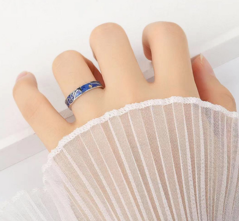 Blue Moon Engraved Ring