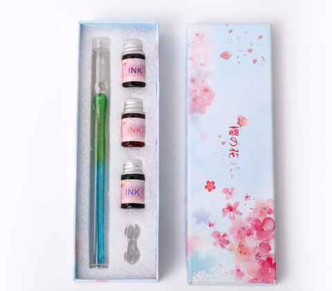 Duo Tone Glass Dip Pen Set