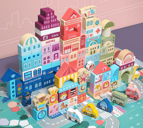 100pcs Wood Block City