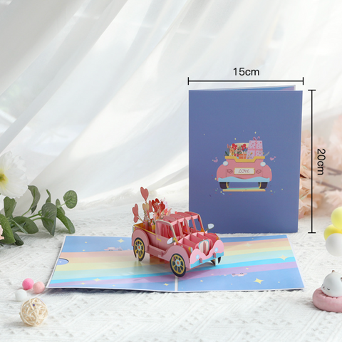 Pop Out Card Love Pink Car
