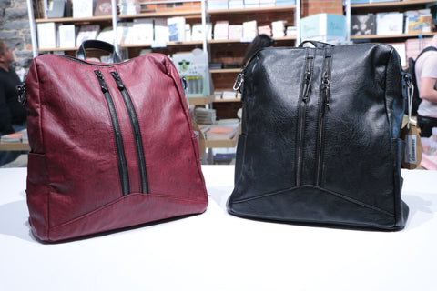 7226B Double Zipper Vegan Leather Soft Backpack