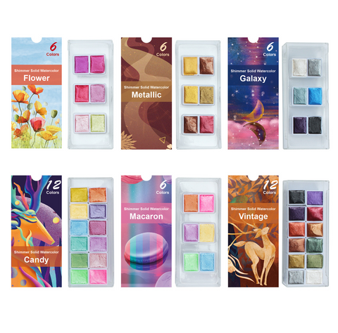 Vintage Shimmer Solid Watercolor 12 set