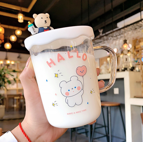 Cute Bear Glass Cup 500ml