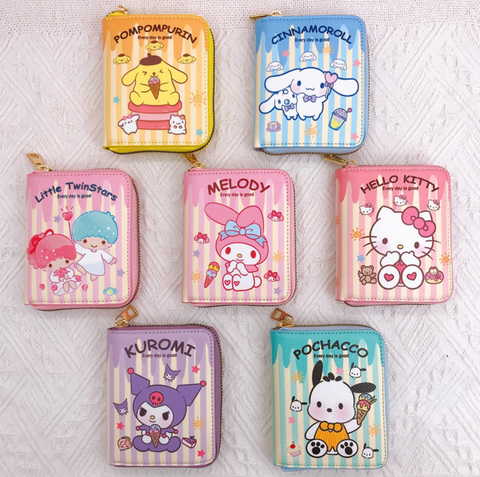Sanrio Stripe Zipper Short Wallet