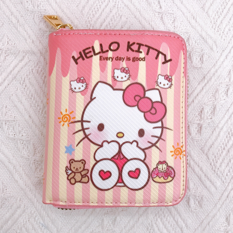 Sanrio Stripe Zipper Short Wallet