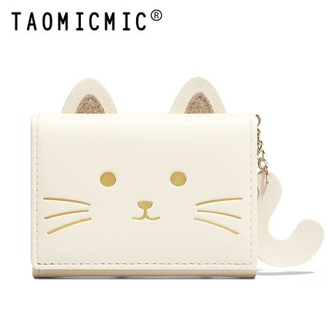 Cat Tail Three Fold Button Wallet