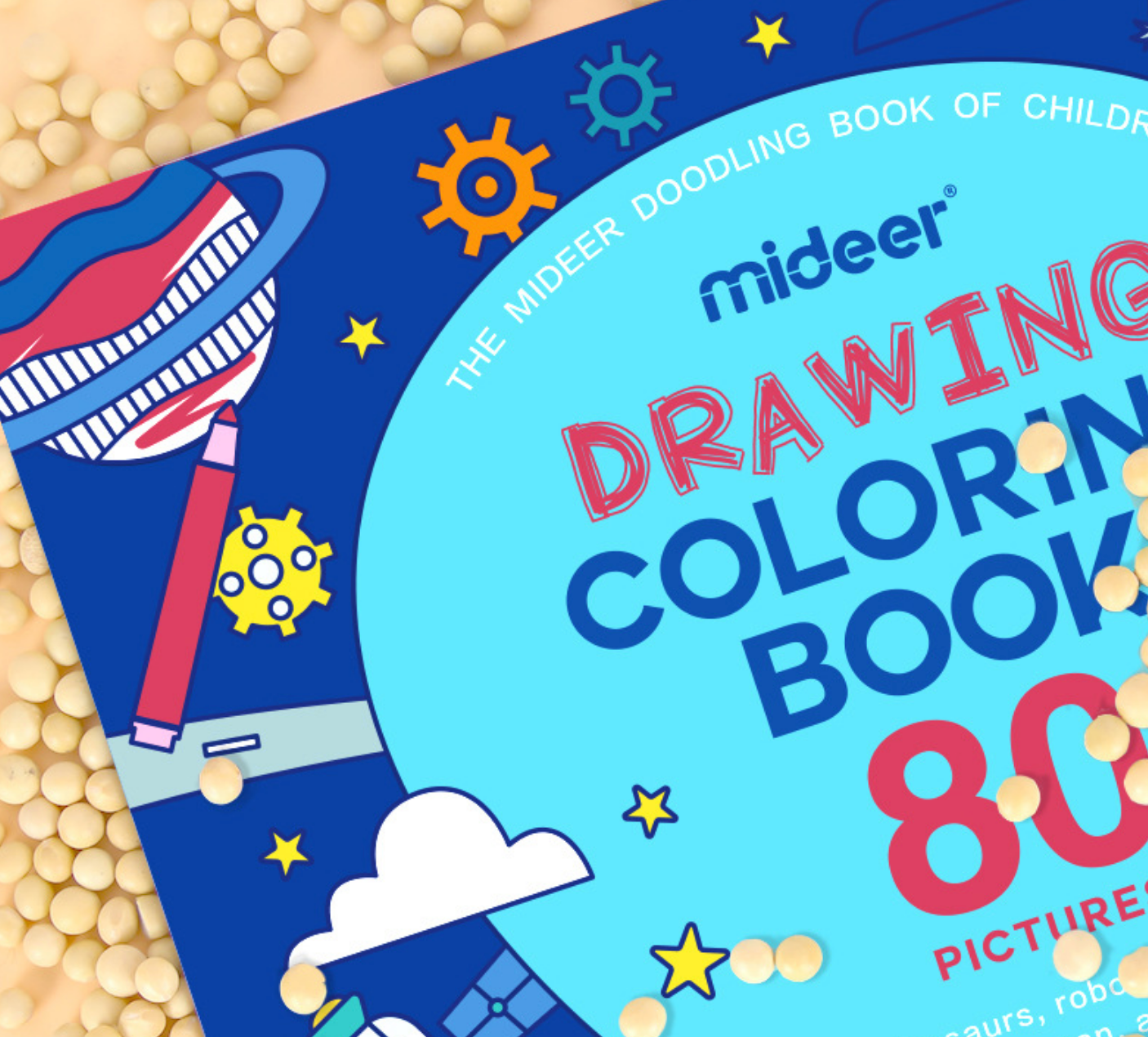 Blue Drawing Coloring Book for Kids  80 Designs, Thick Paper – mideerart