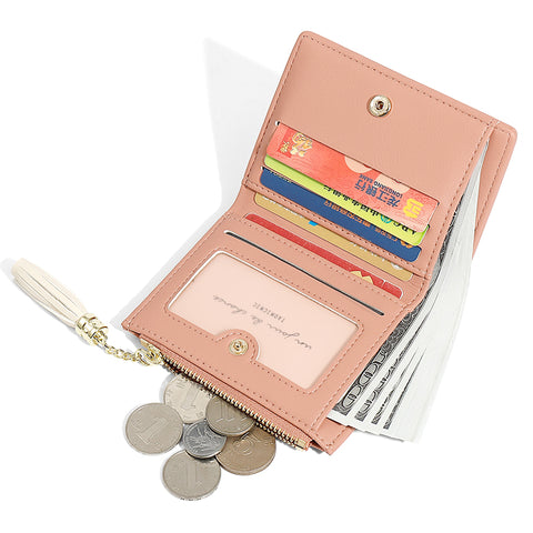 Cat Tassel Two Fold Button Wallet