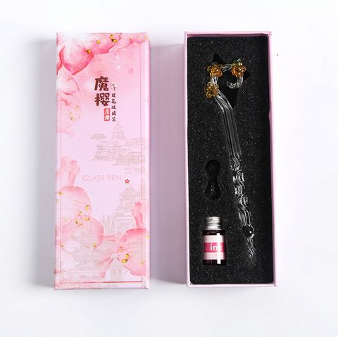 Magic Cherry Flower Glass Dip Pen Set