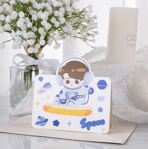 Cute Dino Astronaut Card