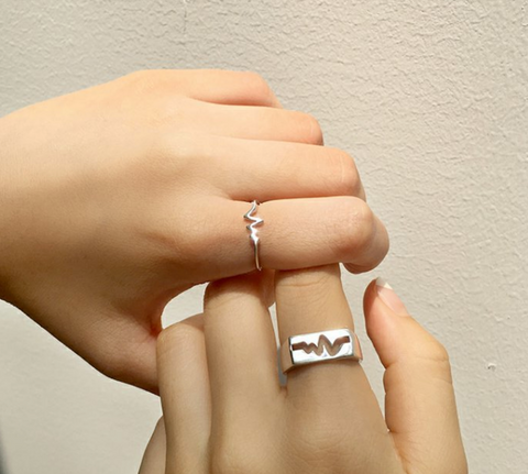Silver Heart Beat Ring