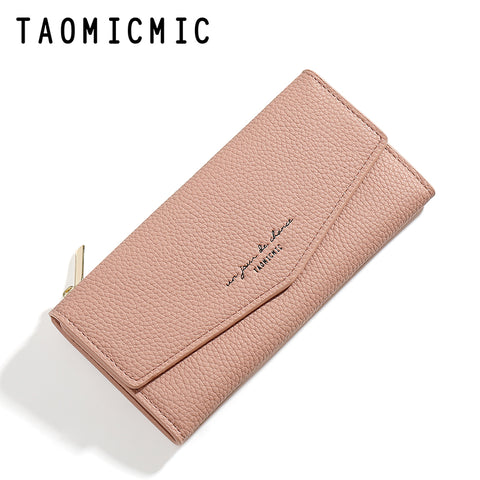 Three-Fold Leather Long Wallet