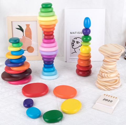 Rainbow Wood Circles 20pcs