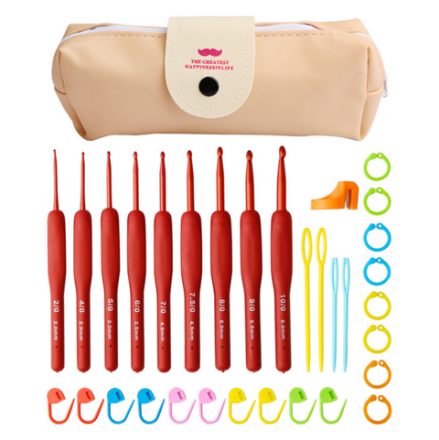 Crochet Aluminum Red Full Set