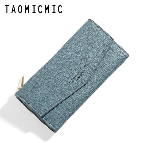 Three-Fold Leather Long Wallet