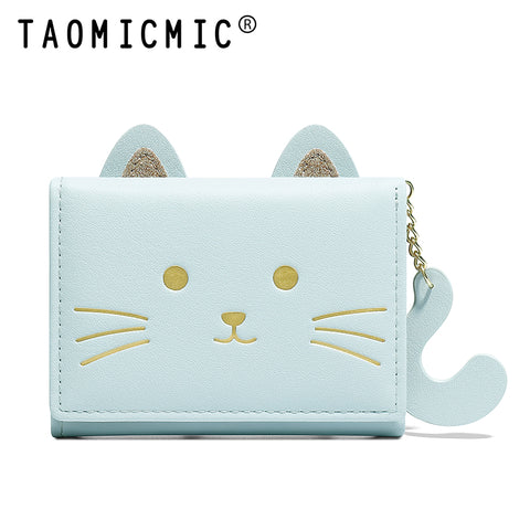Cat Tail Three Fold Button Wallet