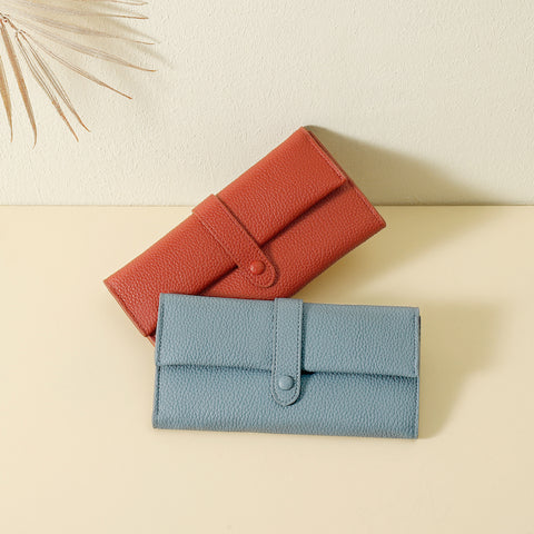 Three Fold Long Button Wallet