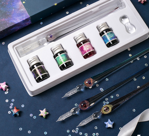 Planet Glass Dip Pen Set