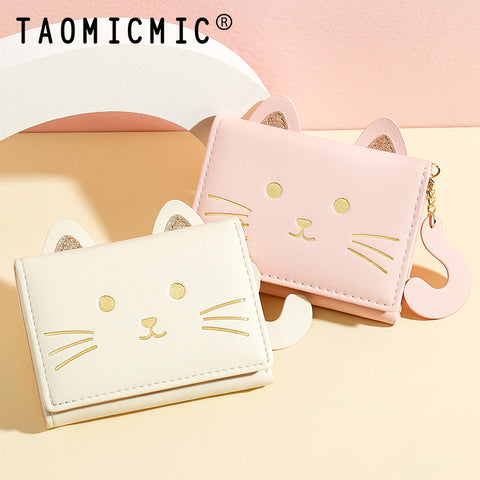 Cat Tail Three Fold Button Wallet