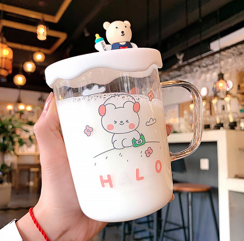 Cute Bear Glass Cup 500ml