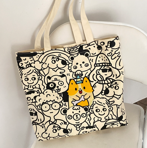 Corgi Canvas Tote