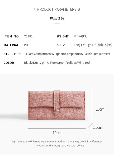 Three Fold Long Button Wallet