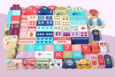 100pcs Wood Block City