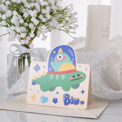 Cute Dino Astronaut Card