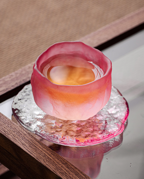 Japanese Pink Glass Cup Set