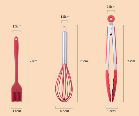Red Silicone Kitchen Dish Set