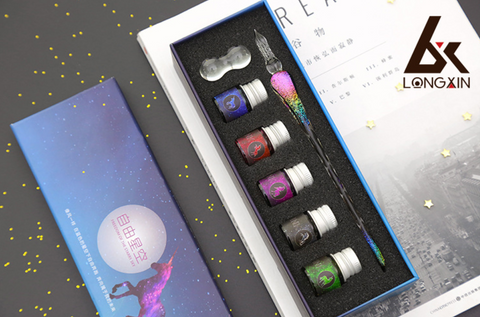 Unicorn Chrome Glass Dip Pen Set