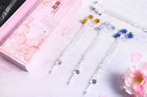Magic Cherry Flower Glass Dip Pen Set
