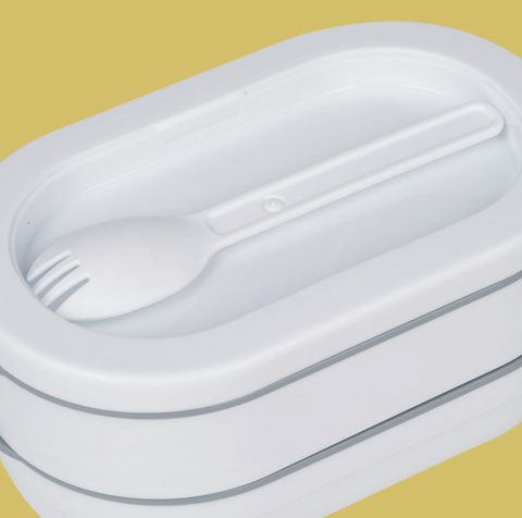 Wood Grain Strap Dual Layer Bento Oval