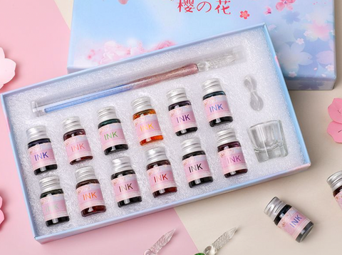Duo Tone Glass Dip Pen Set