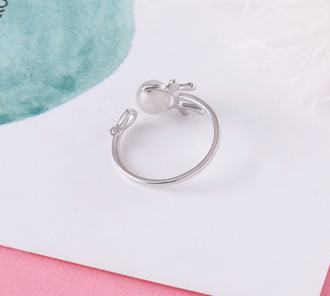 Pink Glass Deer Antler Ring