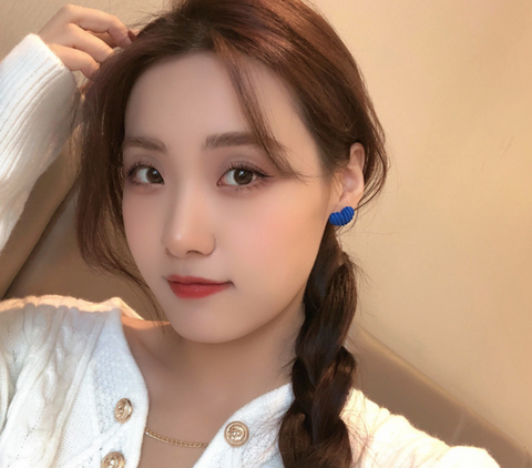 Blue Knit Hearts Earring