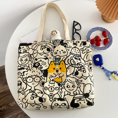 Corgi Canvas Tote