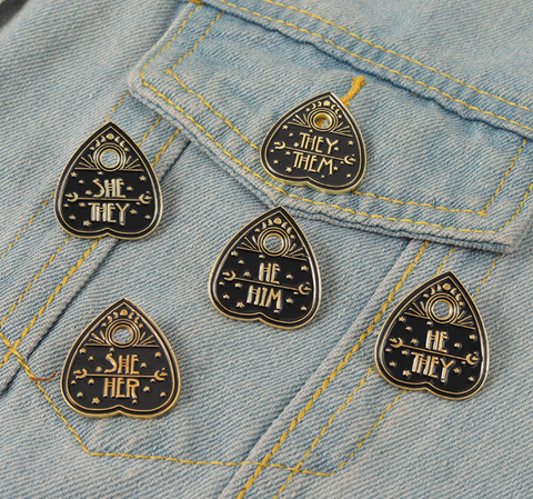 Pronoun Ouija Planchette Pins