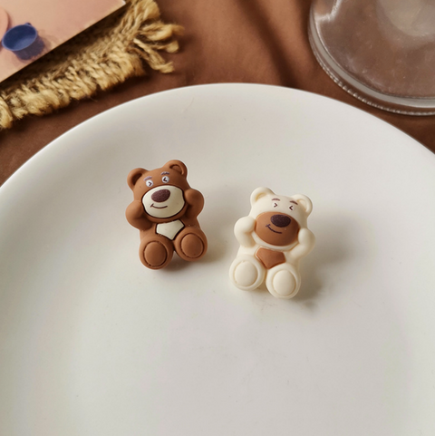 Brown/White Bear Earring